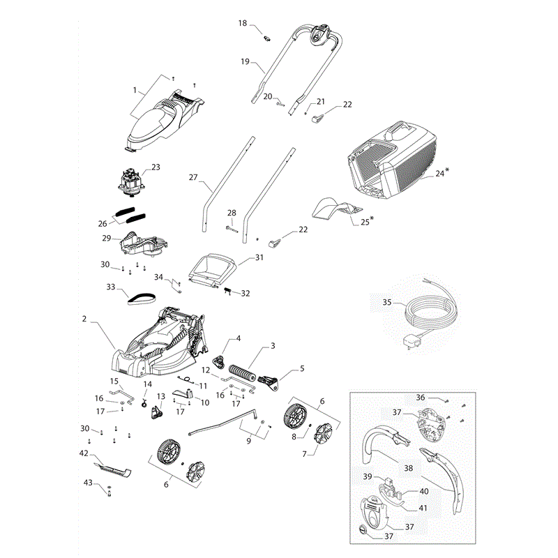 Flymo Chevron 32VC (966608501) Parts Diagram, Page 1