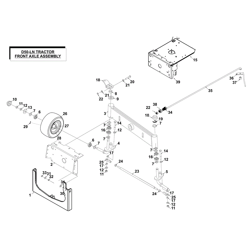 Countax D50LN Lawn Tractor 2009 (2009) Parts Diagram, FRONT AXLE ASSY