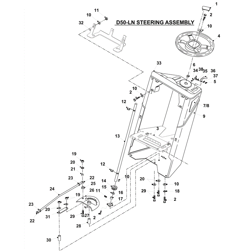 Countax D50LN Lawn Tractor 2009 (2009) Parts Diagram, STEERING ASSY