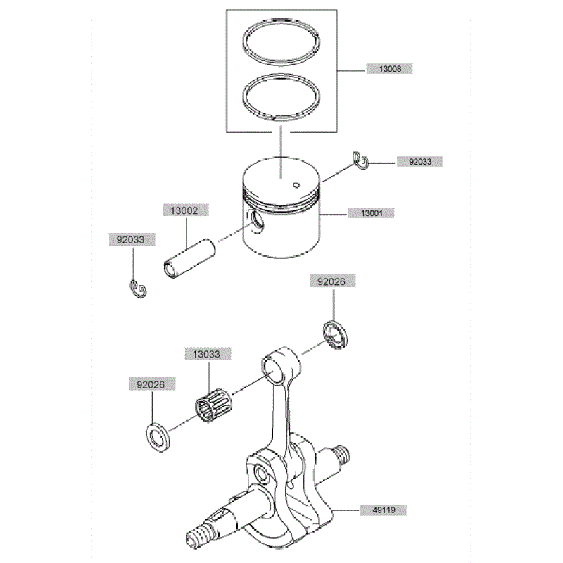 Kawasaki KCL525A (HK525A-AS50) Parts Diagram, Piston - Crankshaft