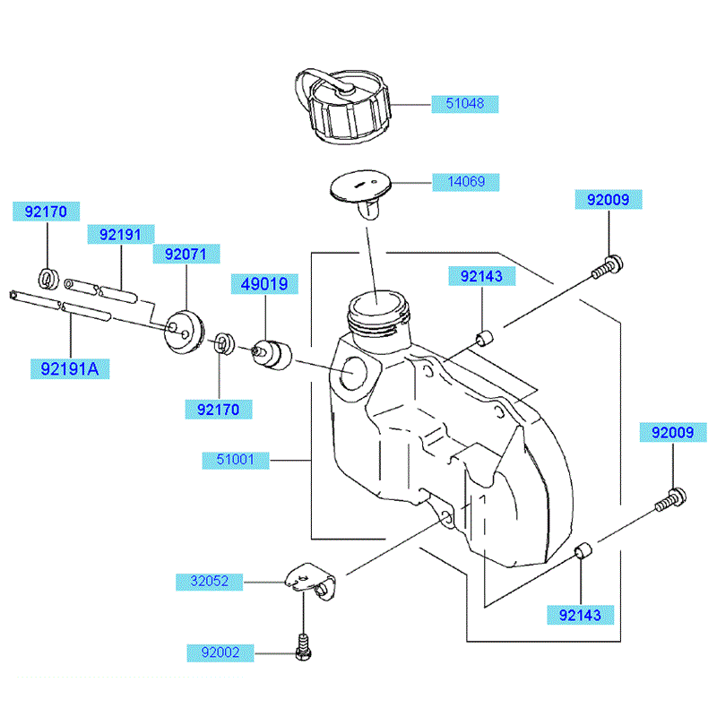 Kawasaki KHT750D (HB750D-AS50) Parts Diagram, Fuel tank - Fuel Valve