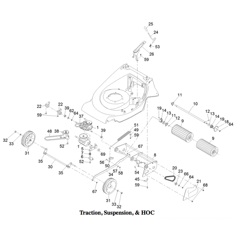 Hayter Harrier 56 (576) Lawnmower (576B - 404975863 - 999999999) Parts Diagram, Traction, Suspension & HOC