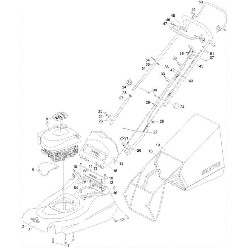 Hayter Harrier 48 (490) Autodrive  (490H315000001 and up) Parts Diagram, Upper Mainframe
