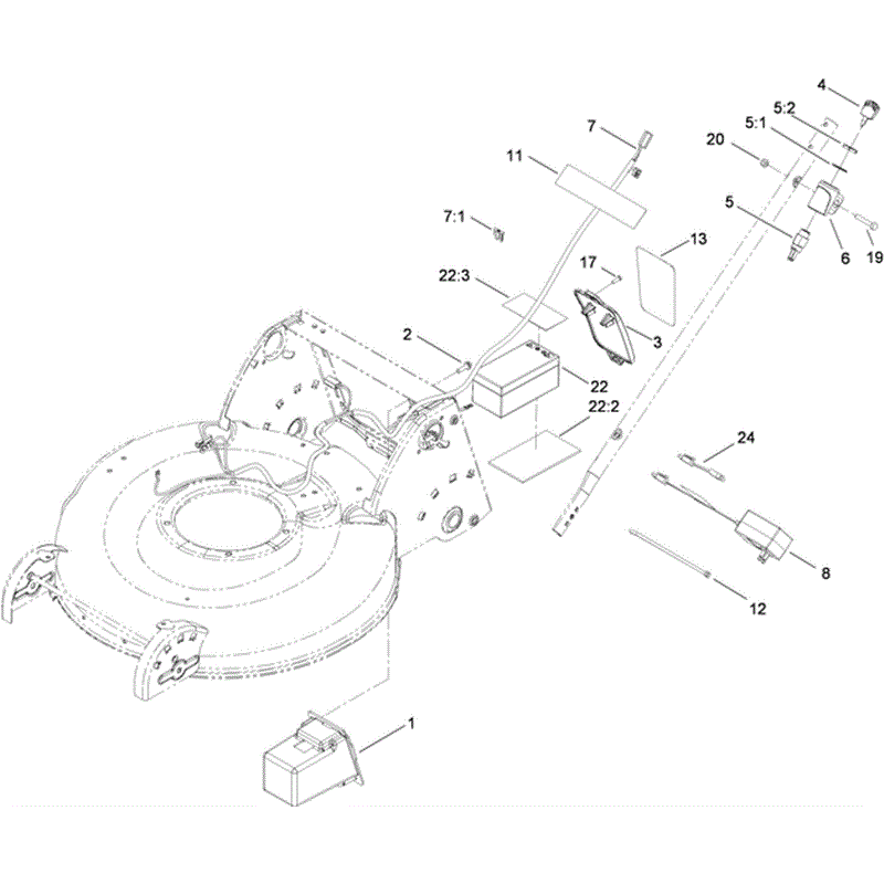 Hayter R53 Recycling Lawnmower (448F314000001 - 448F314999999) Parts Diagram, Electrical Assembly
