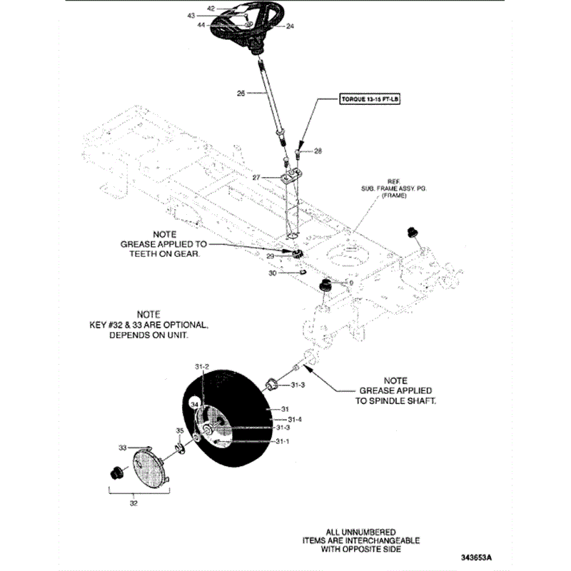 Hayter 19/42 (19-42) Parts Diagram, Steering Assy