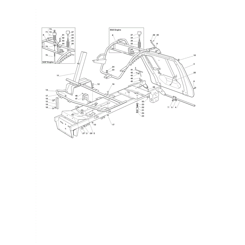 Castel / Twincut / Lawnking 12.5-72 (2009) Parts Diagram, Chassis 