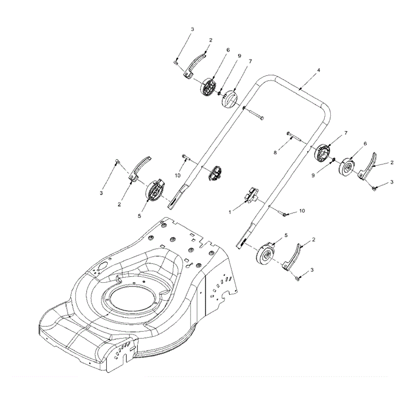 Hayter R48 Recycling (447) (447E280000001 - 447E290999999) Parts Diagram, Lower Handle Assembly