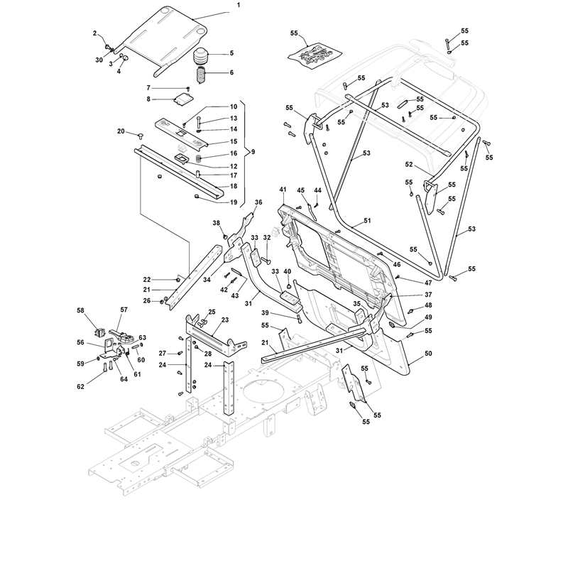 Mountfield 827M Ride-on (2T0050483-M16 [2018-2022]) Parts Diagram, Frame