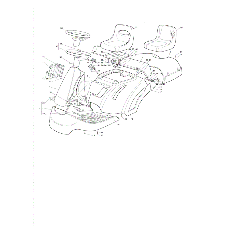 Castel / Twincut / Lawnking 12.5-72 (2009) Parts Diagram, Body