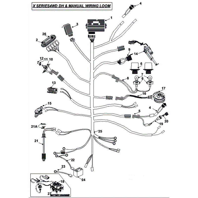 Countax X Series Rider 2011 (2011) Parts Diagram, 4WD DH & Manual Wiring Loom