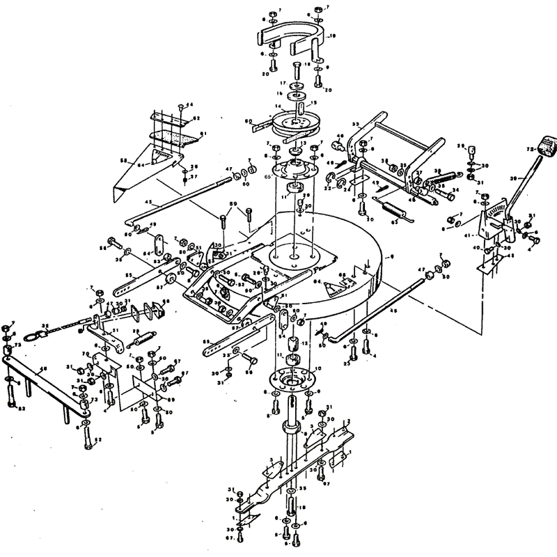 1993 S-T & D SERIES WESTWOOD TRACTORS	 (1993) Parts Diagram, 30" side discharge single blade cutter deck - 3897