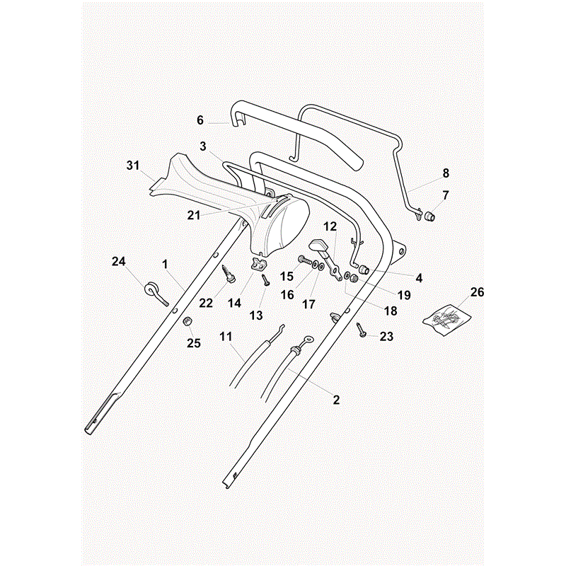 Castel / Twincut / Lawnking XP50BS (2010) Parts Diagram, Handle, Upper Part