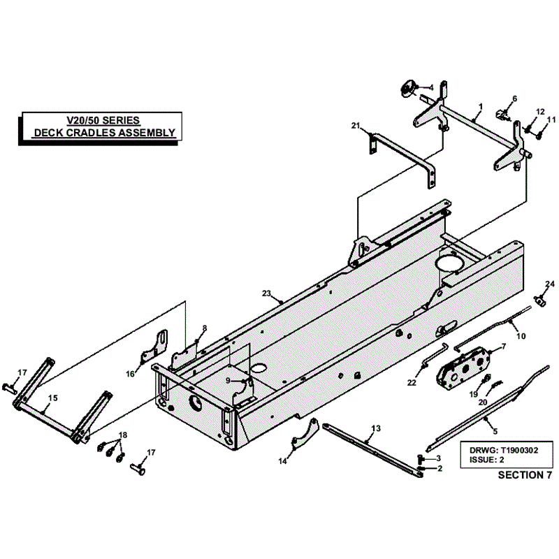 Westwood V20/50 Tractor 2004-2006	 (2004-2006	) Parts Diagram, Deck Cradles Assembly