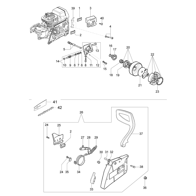 Oleo-Mac GS 820 (GS 820) Parts Diagram, Clutch and brake