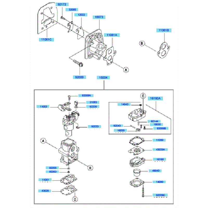 Kawasaki KBH45A  (HA045B-BS50) Parts Diagram, Carburetor