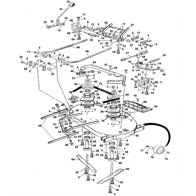 1995 T & 1000 SERIES WESTWOOD TRACTORS (1995) Parts Diagram, 36" Cutter Deck Part Nos. 9023 & 9024