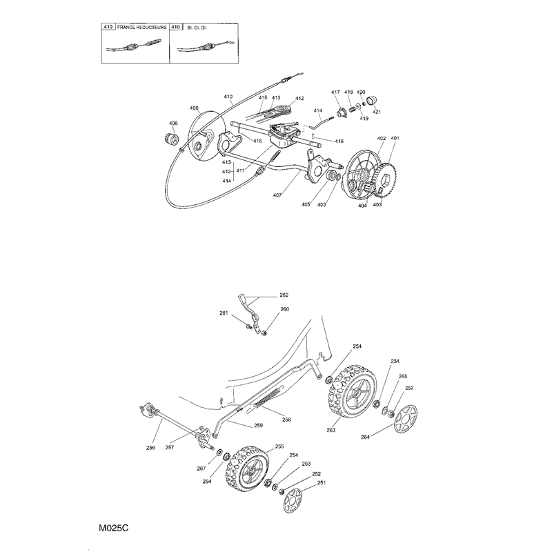 Mountfield 51PDES  Petrol Rotary Mower (23-5698-74 [2005]) Parts Diagram, Transmission Wheel Suspension (Alt. 1)