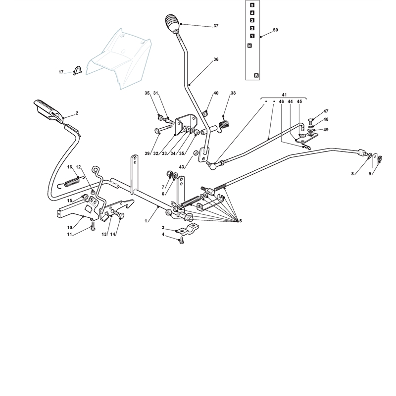 Mountfield TM 15 36 Lawn Tractor (2T0320433 M10 [2010]) Parts Diagram, Brake And Gearbox Controls