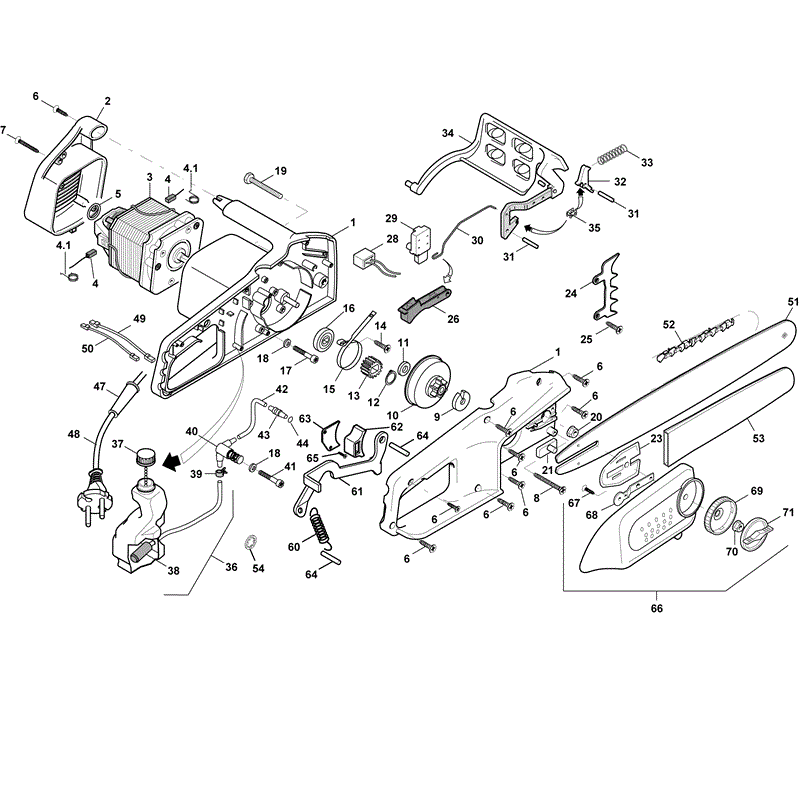 Mountfield ME1916Q Electric Chainsaw (2010) Parts Diagram, Page 1