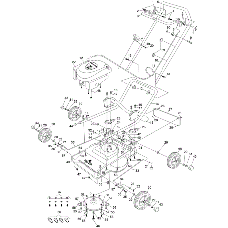 Hayterette Lawnmower (005H313000001 - 005H313999999) Parts Diagram, Page 1