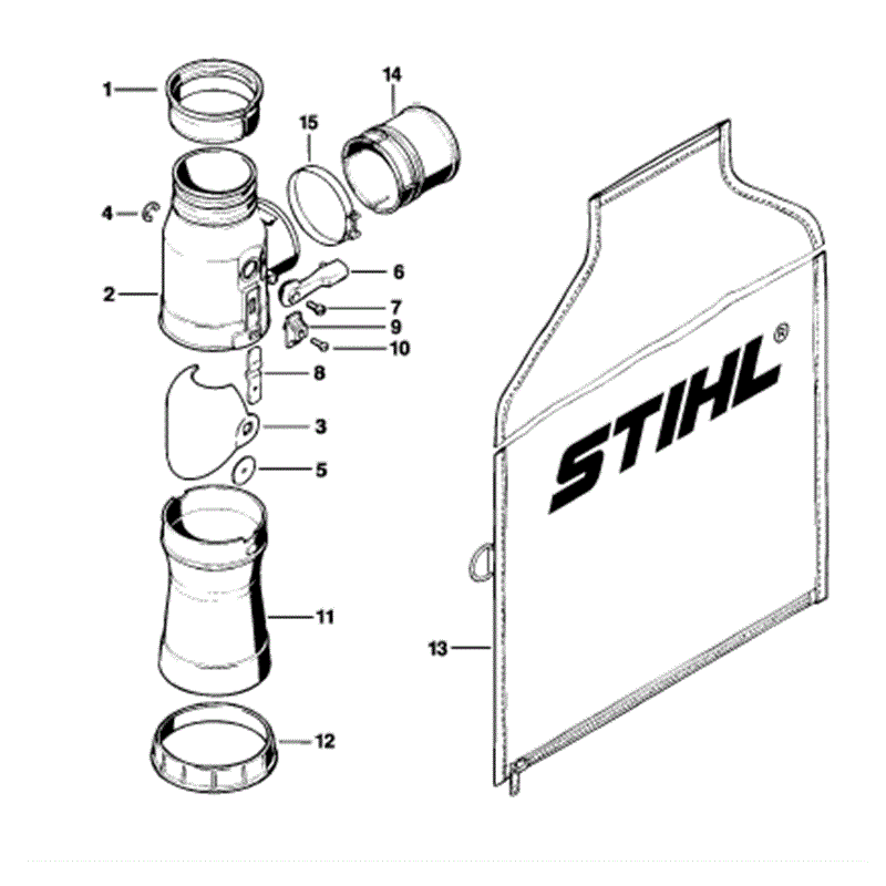 Stihl BR 380 Backpack Blower (BR 380) Parts Diagram, Vacuum attachement