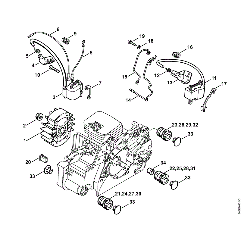 Stihl MS 180 Chainsaw (MS1802-Mix) Parts Diagram, Ignition System