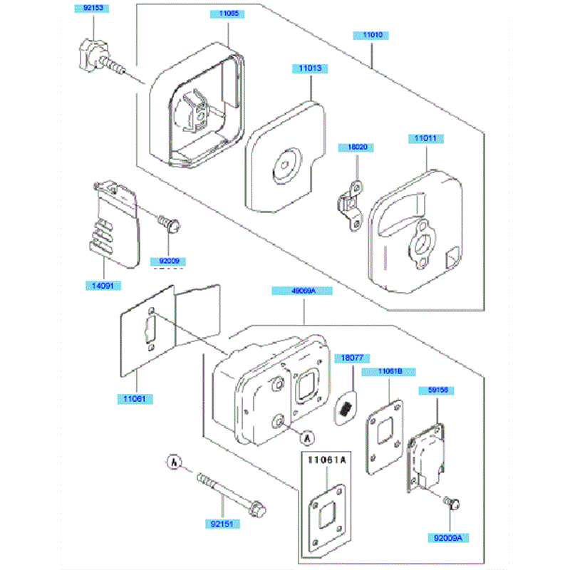 Kawasaki KHS750B (HB750B-BS51) Parts Diagram, Air Filter & Muffler