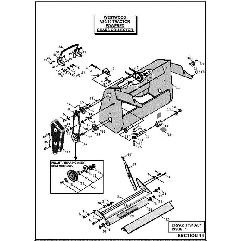 Westwood V20/50 Tractor 2004-2006	 (2004-2006	) Parts Diagram, Powered Grass Collector