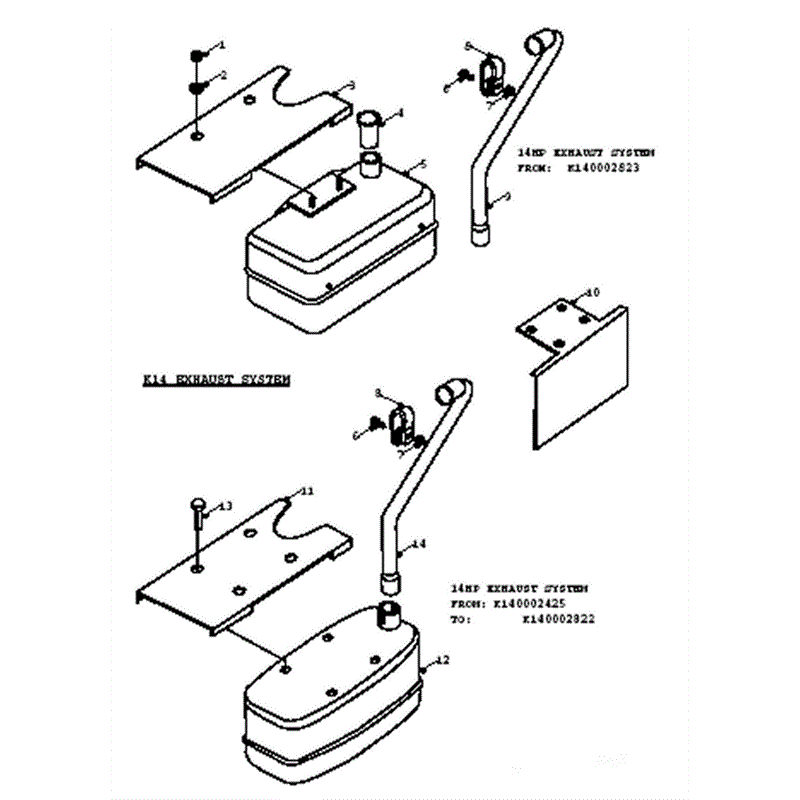 Countax K Series Lawn Tractor 1992-1994 (1992-1994) Parts Diagram, K14 Exhaust System