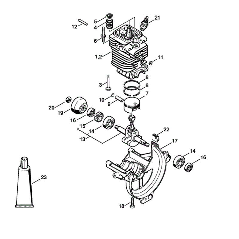 Stihl KM 110 R Engine (KM 110 R) Parts Diagram, Cylinder