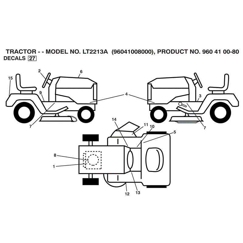 Jonsered LT2213 A (2009) Parts Diagram, Page 1
