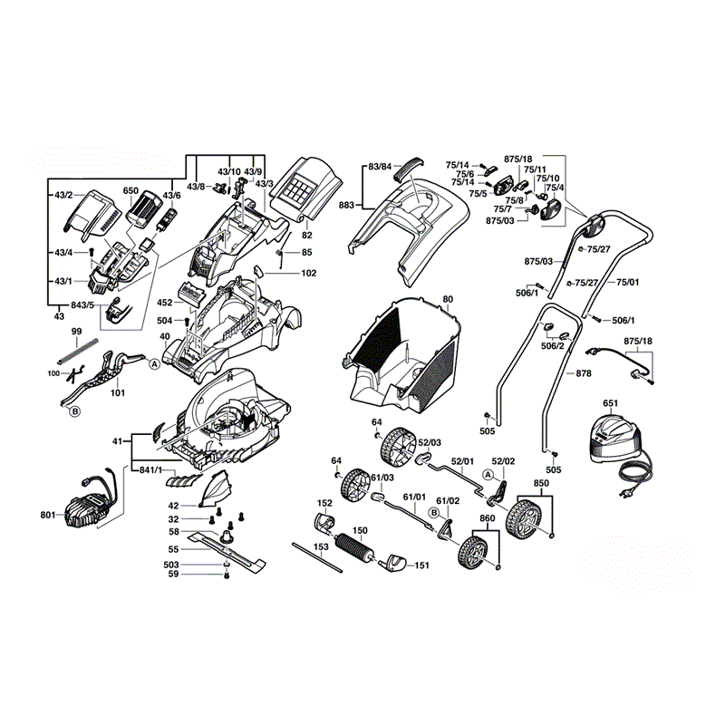 Bosch Rotak 37Li (3600H81F70) Parts Diagram, Page 1