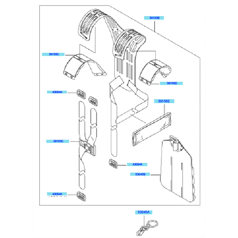 Kawasaki KBL43A (HA043F-BS51) Parts Diagram, Hanger