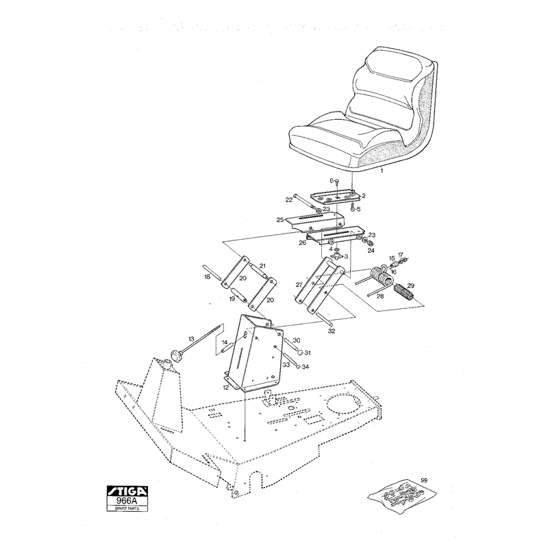 Stiga VILLA I CLASSIC (13-2855-26 [2003]) Parts Diagram, Seat_0