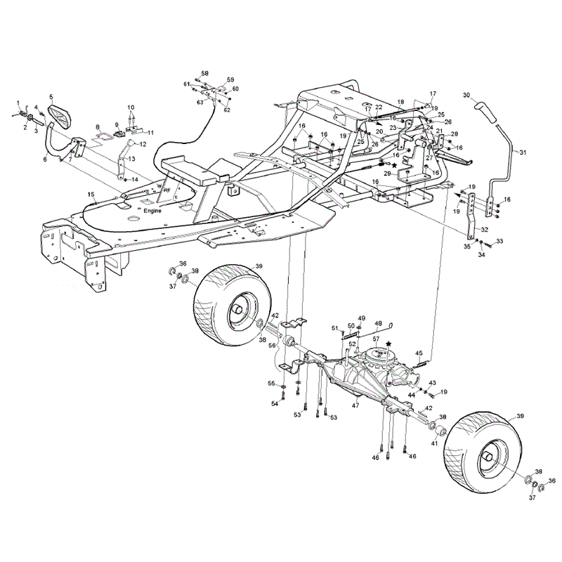 Hayter RS17/102H (17/40) (149C001001-149C099999) Parts Diagram, Rear Axle & Control Pedals
