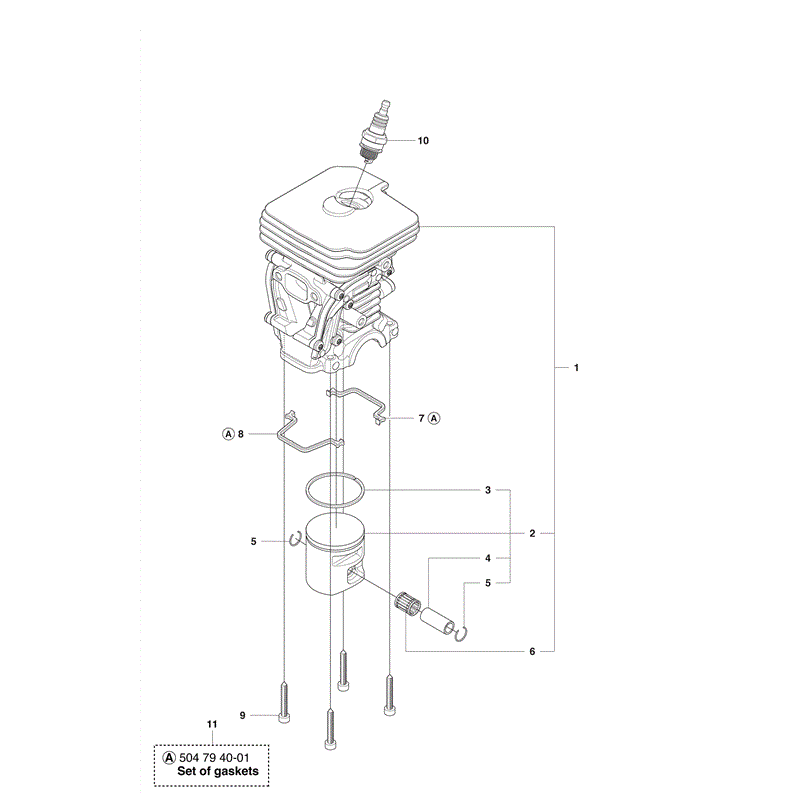 Husqvarna 435e Chainsaw (2011) Parts Diagram, Cylinder & Piston