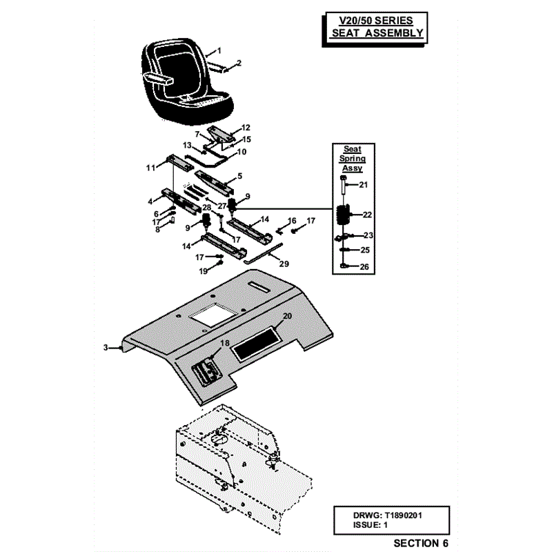 Westwood V20/50 Tractor 2004-2006	 (2004-2006	) Parts Diagram, Seat Assembly