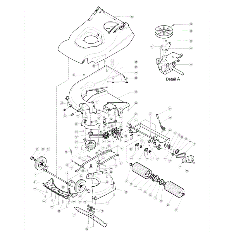 Hayter Harrier 56 (563) Lawnmower (563D260000001-563D26099999) Parts Diagram, Lower Mainframe