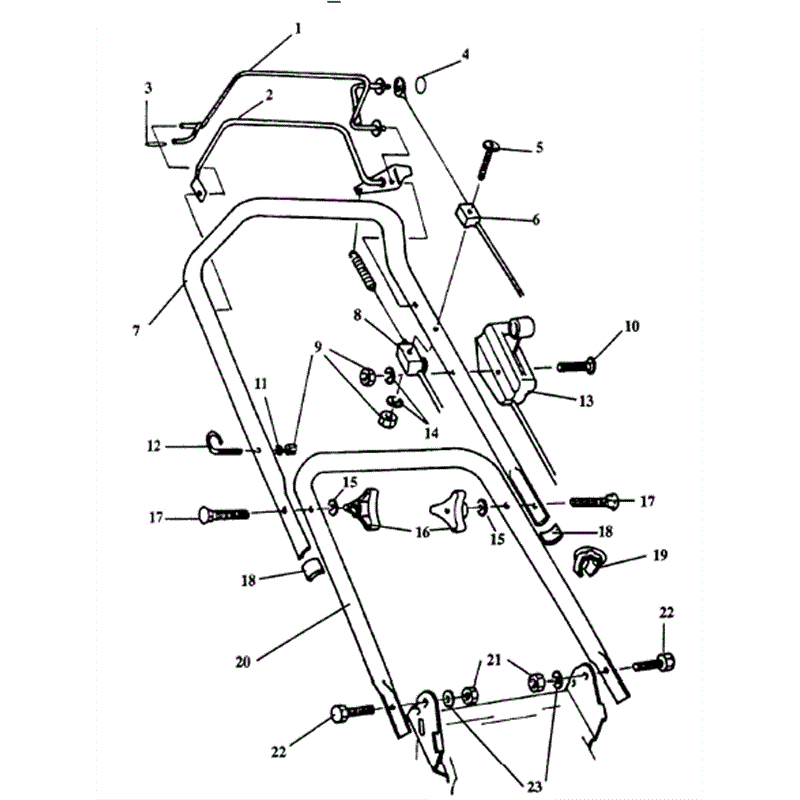 Mountfield Laser/Mascot (MP85321-24-25) Parts Diagram, Handle & Controls