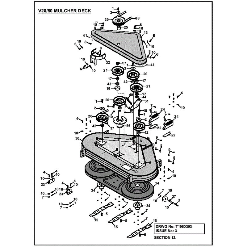 Westwood V20/50 Tractor 2004-2006	 (2004-2006	) Parts Diagram, Mulcher deck