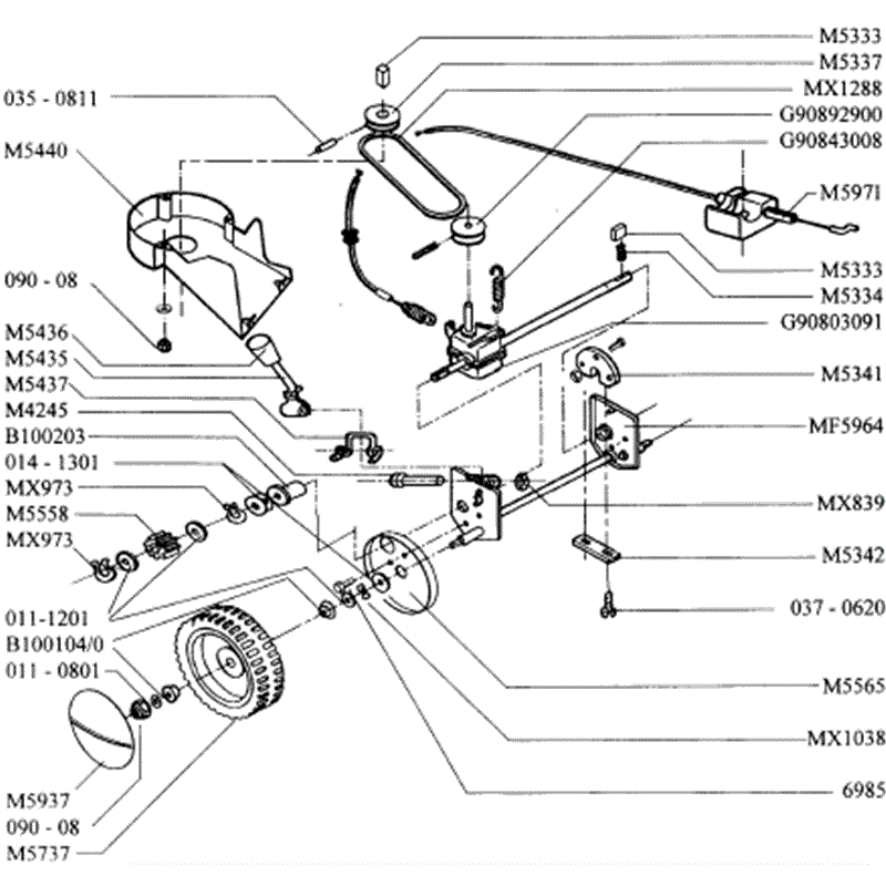 Mountfield Optima-Omega (MP89101-89701) Parts Diagram, Powerdrive Assy