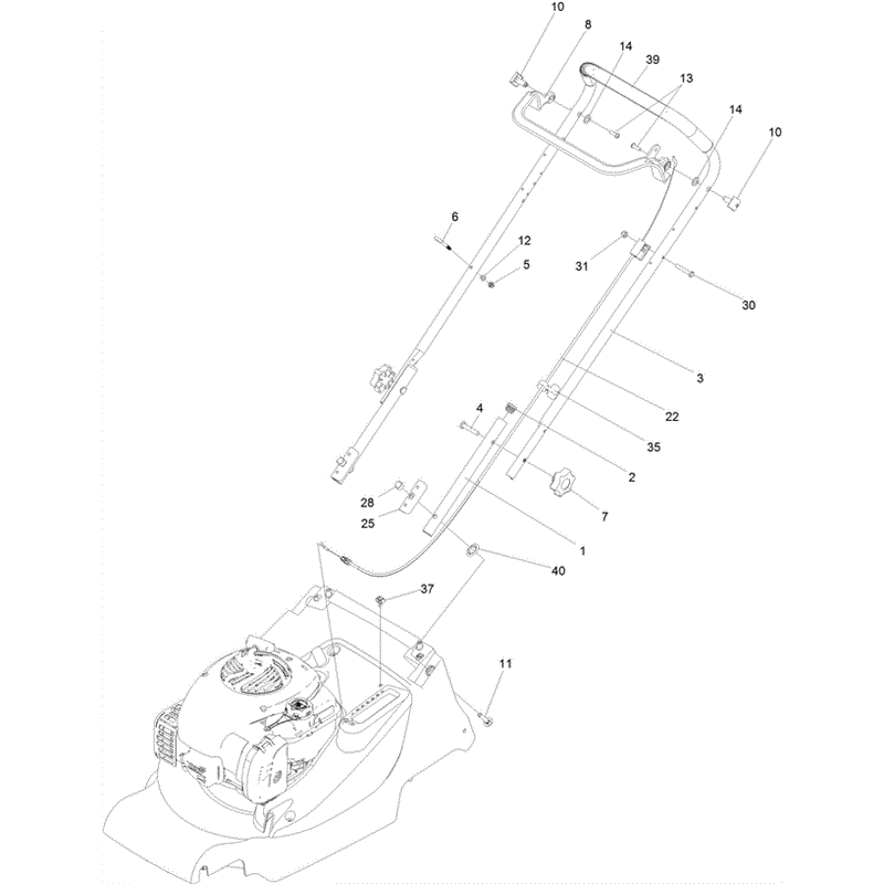 Hayter Harrier 41 (374) Push B&S Lawnmower (374A 402000000 and Up) Parts Diagram, HANDLEBAR & CONTROLS