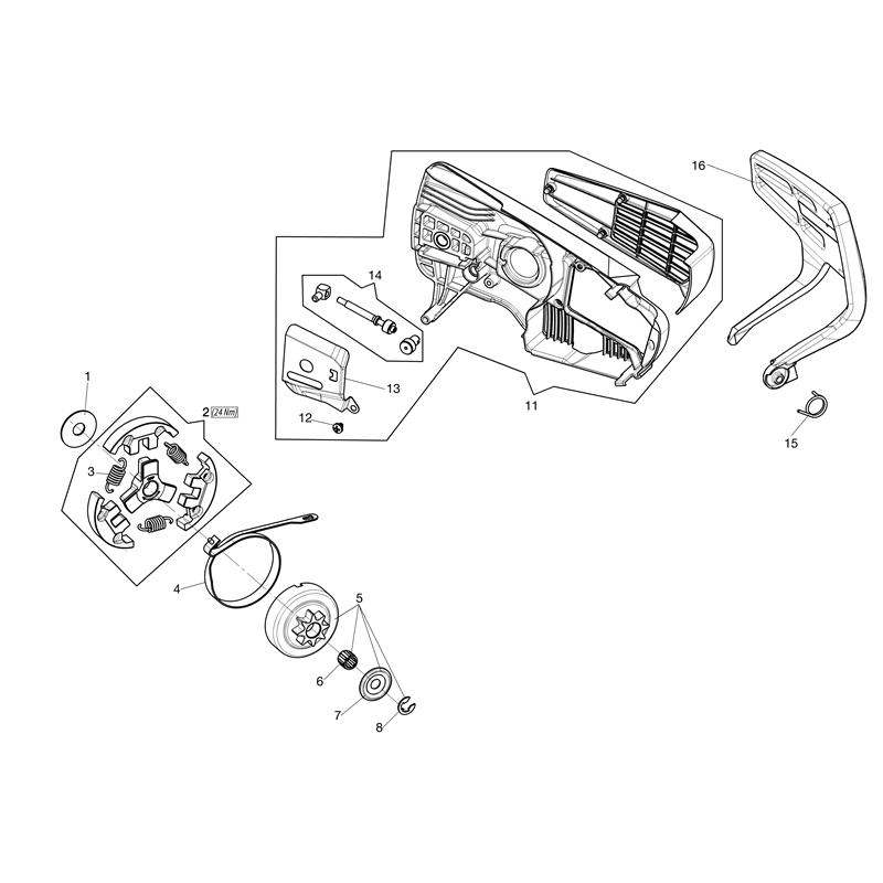 Oleo-Mac GST 250 (GST 250) Parts Diagram, Chain cover and clutch