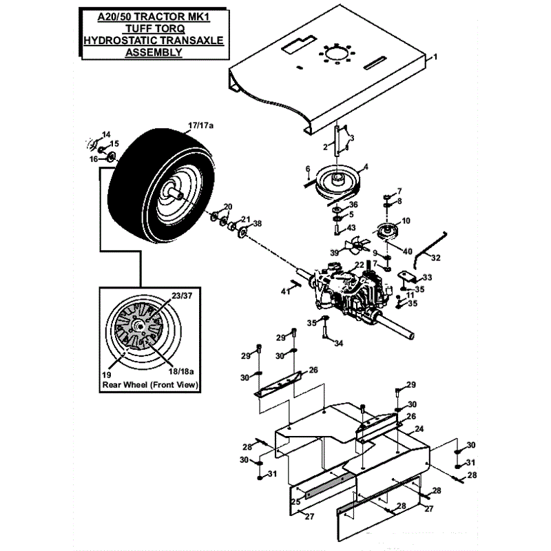Countax A2050 Lawn Tractor 2007 (2007) Parts Diagram, MK1 Tuff Torq Hydrostatic Transaxle Assembly