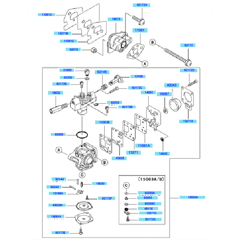 Kawasaki KEL27A (HE027A-BS50) Parts Diagram, Carburetor