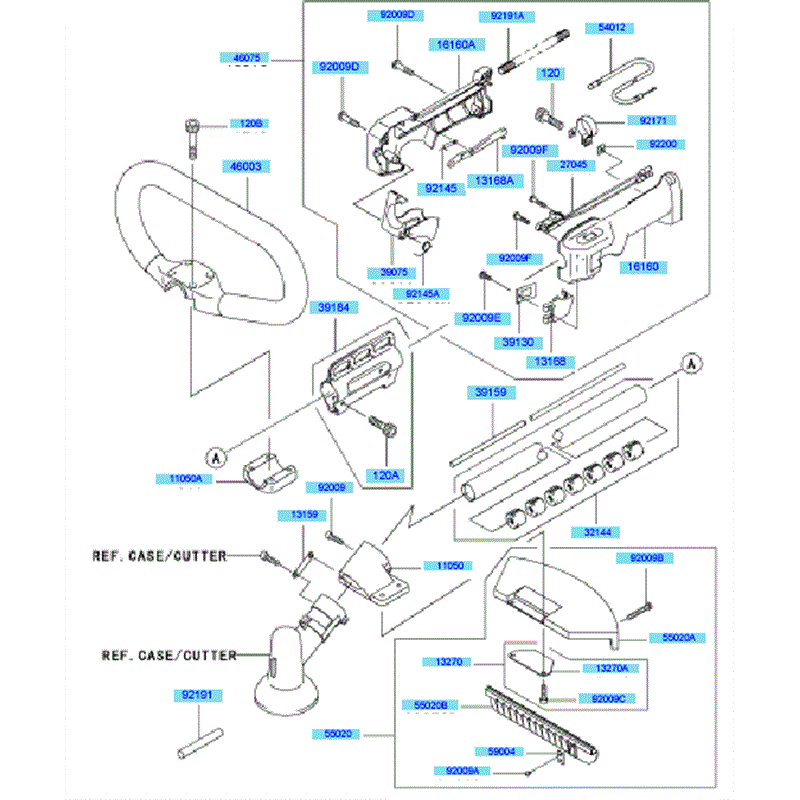 Kawasaki KBL48A (HA048G-AS51) Parts Diagram, Pipe	 Handle & Guard