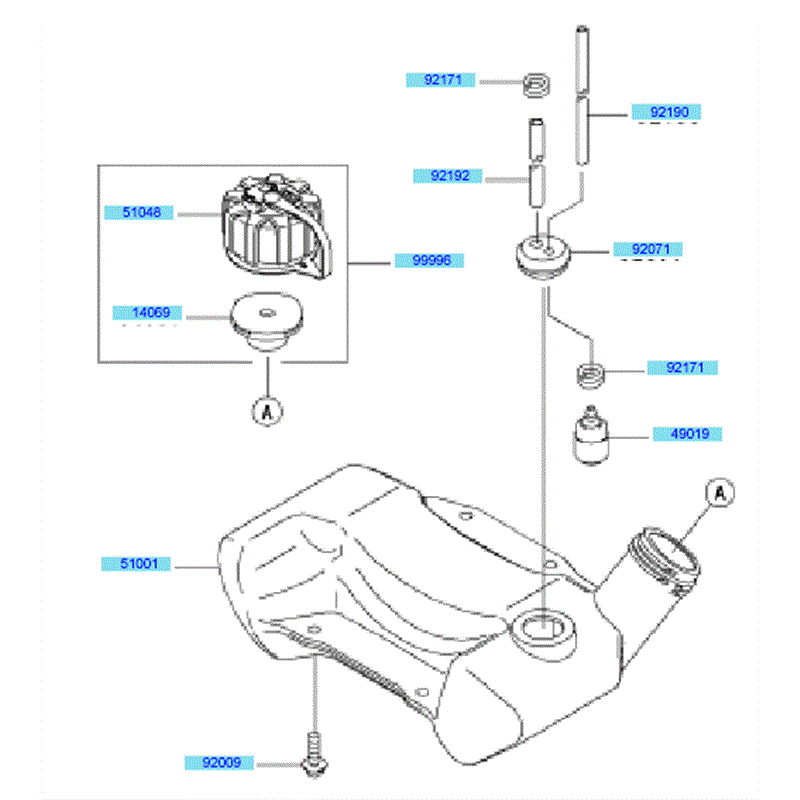 Kawasaki KBL45A (HA045A-BS50) Parts Diagram, Fuel Tank & Fuel Valve