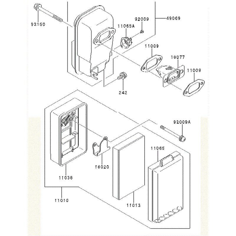 Kawasaki KRB400A (HA400A-BS50) Parts Diagram, AIR-FILTER/MUFFLER