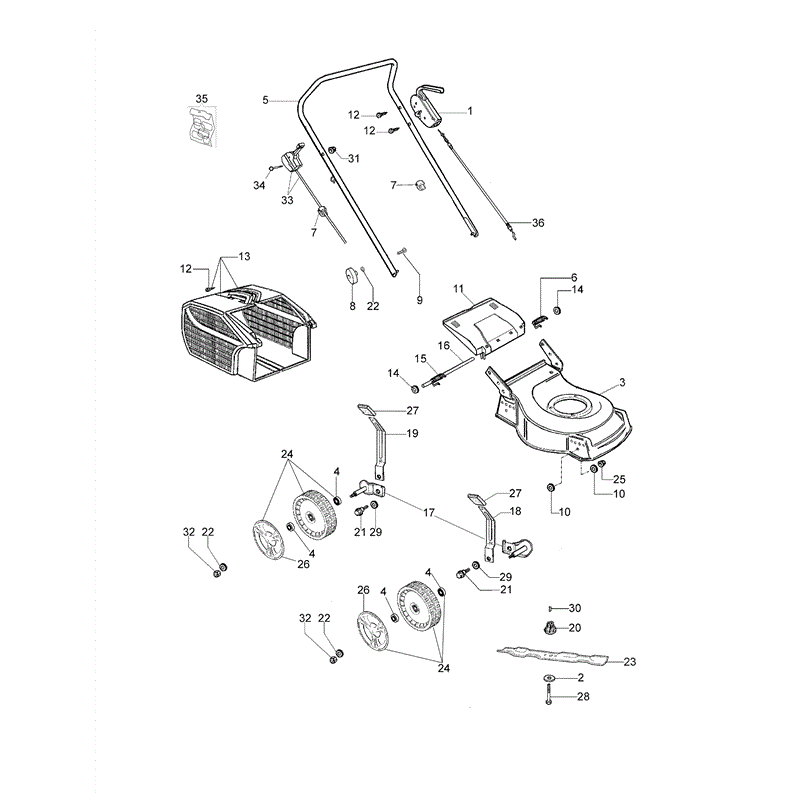 Efco LR 44 PK Essential (K500 Autochoke) Emak Engine Lawnmower (LR 44 PK Essential (K500 Autochoke)) Parts Diagram, Essential