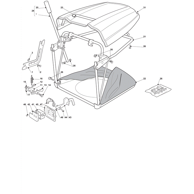 Castel / Twincut / Lawnking PT170HD (2012) Parts Diagram, Grass Catcher